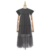 Bangpaice New Korean Version Of The Design Of The Screen Splicing Loose T Dress Casual Short-Sleeved Long Dress Woman