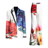 Bangpaice Temperament Print Two Sets 2025 Summer New Casual Suit Top + Micro-Tram Trousers Set