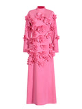 Bangpaice Flower Splicing Dress Spring 2025 New High-End Holiday Style Lead Long-Sleeved Three-Dimensional Dress Woman