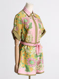 Bangpaice New Unique Printed Design Shirt Top With Casual Shorts Niche Set Women's Fashion Two-Piece