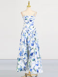 Bangpaice Beautiful Dress 2025 Spring New Fashion Print Folding Bras Slimming Thin Open Fork Dress Women's Trend