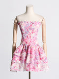 Bangpaice Holiday Wind And Folding Skirt 2025 Spring New Printing Chest Bare Back To Thin Dress Woman Trend