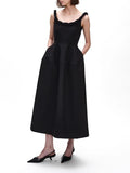 Bangpaice Casual Style High-End Sling Dress 2025 New Sleeveless Waist Thin Design A-Character Dress Woman