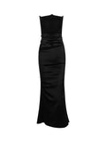 Bangpaice Women's New Bosom Granite Embossed Long Dress High-End Velvet Dress Black Ass Evening Dress