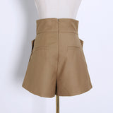 Bangpaice New Fashion Design Sense Splicing Belt Wearing Loose High Waist Thin Casual Style Shorts Women's Clothing
