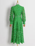 Bangpaice Elegant Wind 2025 Spring New Collar Embroidery Hollow Niche Design Feeling Waist Thin Dress Dress Woman