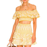 Bangpaice Spring High-End New French Temperament Short Top High Waist Short Skirt Sexy Two-Set Suit Female Trend