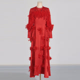 Bangpaice Hepburn 2025 Spring New Heavy Industry Senior Sense Collar Splicing Three-Dimensional Flowers Thin Dress Woman