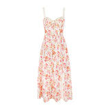 Bangpaice Women's New Broken Flower Sling Skirt Sexy Bare Back Open Fork Long Skirt Holiday Style Dress Dress Woman