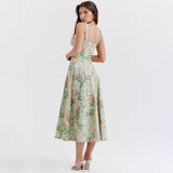 Bangpaice Women's New Broken Flower Sling Skirt Sexy Bare Back Open Fork Long Skirt Holiday Style Dress Dress Woman