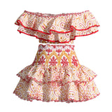 Bangpaice Spring High-End New French Temperament Short Top High Waist Short Skirt Sexy Two-Set Suit Female Trend