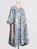 Bangpaice Style Loose Plus-Size Skirt 2025 Spring New Fashion Round-Collar Squint Splicing Dress Women's Trend
