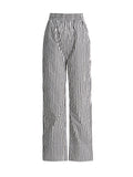 Bangpaice And South Korea Simple Wind 2025 Spring New Fashion Niche Slanted Shoulder Hollow Striped Straight Trouser Shirt Set Female Trend