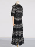 Bangpaice 2025 New French Retro Heavy Industry Embroidery Stand To Receive The Waist Show Thin Dress Women's Evening Dress Dress