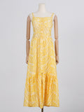 Bangpaice Holiday Style Embroidered Dress Women's Dress 2025 New Sling Skirt High Waist Hollow Design Dress