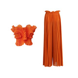 Bangpaice Two-Piece Set 2025 New Fashion Hanging Neck High-End Feel Top + Folded Casual Design Trousers