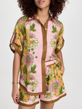 Bangpaice New Unique Printed Design Shirt Top With Casual Shorts Niche Set Women's Fashion Two-Piece