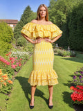 Bangpaice Temperament Suit Women 2025 Early Spring New Design Embroidery One-Word Shoulder Coated Hip Skirt Two Sets