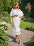 Bangpaice Temperament Suit Women 2025 Early Spring New Design Embroidery One-Word Shoulder Coated Hip Skirt Two Sets