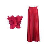 Bangpaice Two-Piece Set 2025 New Fashion Hanging Neck High-End Feel Top + Folded Casual Design Trousers