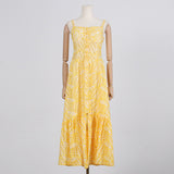 Bangpaice Holiday Style Embroidered Dress Women's Dress 2025 New Sling Skirt High Waist Hollow Design Dress