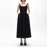 Bangpaice Casual Style High-End Sling Dress 2025 New Sleeveless Waist Thin Design A-Character Dress Woman