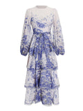 Bangpaice Temperament Elegant Dress 2025 Spring New Fashion Printed Lantern Sleeves With High-End Feel Dress Women's Trend