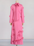 Bangpaice Flower Splicing Dress Spring 2025 New High-End Holiday Style Lead Long-Sleeved Three-Dimensional Dress Woman