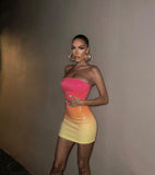 Bangpaice And Winter New Breast-Threa Rainbow Gradient Coloring Sequining Dating Tour To Take Pictures Of The Graduation Season Dress Famous Evening Dress