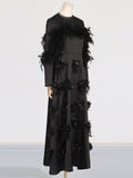 Bangpaice Hepburn 2025 Spring New Heavy Industry Senior Sense Collar Splicing Three-Dimensional Flowers Thin Dress Woman