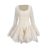 Bangpaice Famous Short Group 2025 New Fashion Niche Splicing Mesh Folds High-End Feel Dress Women's Summer