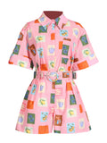 Bangpaice Temperament Two-Piece Set 2025 New Design Print Set Short-Sleeved Shirt Top + Casual Shorts Women