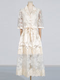 Bangpaice Temperament Two-Piece Set Of 2025 Spring New Collar Embroidered Top High Waist Water-Soluble Flower Skirt Suit Female Tide