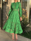 Bangpaice Elegant Wind 2025 Spring New Collar Embroidery Hollow Niche Design Feeling Waist Thin Dress Dress Woman