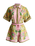 Bangpaice New Unique Printed Design Shirt Top With Casual Shorts Niche Set Women's Fashion Two-Piece