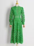 Bangpaice Elegant Wind 2025 Spring New Collar Embroidery Hollow Niche Design Feeling Waist Thin Dress Dress Woman