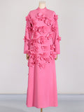 Bangpaice Flower Splicing Dress Spring 2025 New High-End Holiday Style Lead Long-Sleeved Three-Dimensional Dress Woman