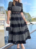 Bangpaice 2025 New French Retro Heavy Industry Embroidery Stand To Receive The Waist Show Thin Dress Women's Evening Dress Dress