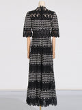 Bangpaice 2025 New French Retro Heavy Industry Embroidery Stand To Receive The Waist Show Thin Dress Women's Evening Dress Dress