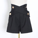 Bangpaice New Fashion Design Sense Splicing Belt Wearing Loose High Waist Thin Casual Style Shorts Women's Clothing