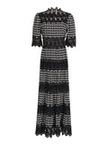 Bangpaice 2025 New French Retro Heavy Industry Embroidery Stand To Receive The Waist Show Thin Dress Women's Evening Dress Dress