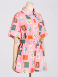 Bangpaice Temperament Two-Piece Set 2025 New Design Print Set Short-Sleeved Shirt Top + Casual Shorts Women