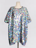 Bangpaice Style Loose Plus-Size Skirt 2025 Spring New Fashion Round-Collar Squint Splicing Dress Women's Trend