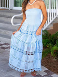 Bangpaice Temperament Casual Dress Spring 2025 New Fashion High-End Embroidery Hollow Bra Dress Female Trend