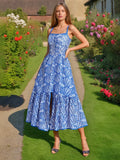 Bangpaice Holiday Style Embroidered Dress Women's Dress 2025 New Sling Skirt High Waist Hollow Design Dress