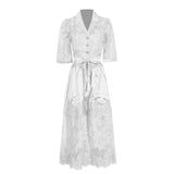 Bangpaice Temperament Two-Piece Set Of 2025 Spring New Collar Embroidered Top High Waist Water-Soluble Flower Skirt Suit Female Tide