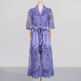 Bangpaice Temperament Two-Piece Set Of 2025 Spring New Collar Embroidered Top High Waist Water-Soluble Flower Skirt Suit Female Tide