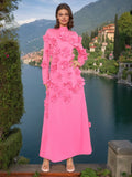 Bangpaice Flower Splicing Dress Spring 2025 New High-End Holiday Style Lead Long-Sleeved Three-Dimensional Dress Woman