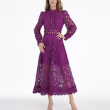 Bangpaice Elegant Wind 2025 Spring New Collar Embroidery Hollow Niche Design Feeling Waist Thin Dress Dress Woman