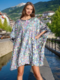 Bangpaice Style Loose Plus-Size Skirt 2025 Spring New Fashion Round-Collar Squint Splicing Dress Women's Trend